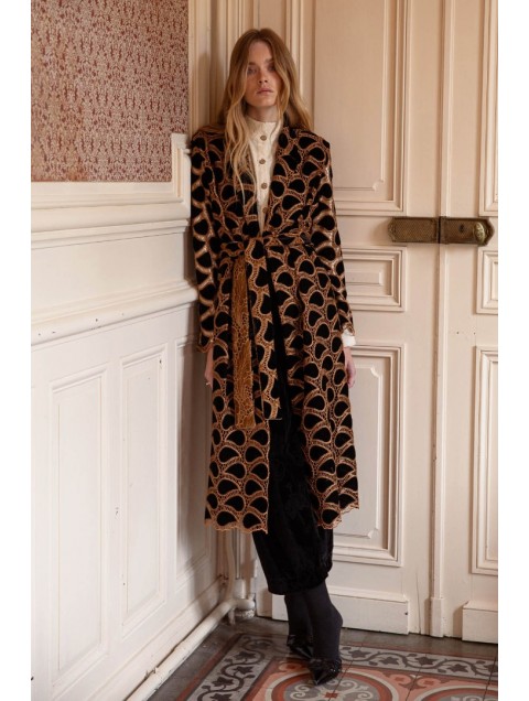 NIDODILEDA Lumi Kimono Μαύρο Κροσέ Βελουτέ Κιμον΄ο