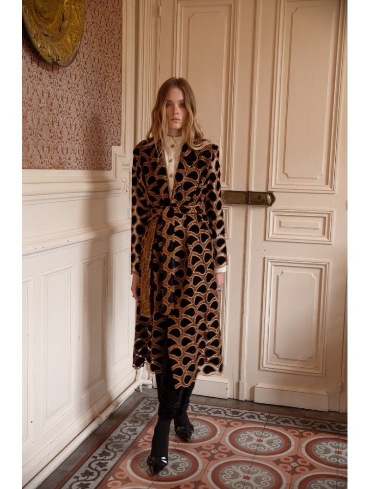 NIDODILEDA Lumi Kimono Μαύρο Κροσέ Βελουτέ Κιμον΄ο