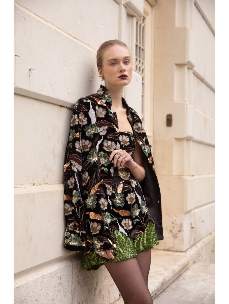 NIDODILEDA Marjet Corset Dress Φλοράλ Παγέτα Φόρεμα