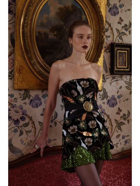 NIDODILEDA Marjet Corset Dress Φλοράλ Παγέτα Φόρεμα