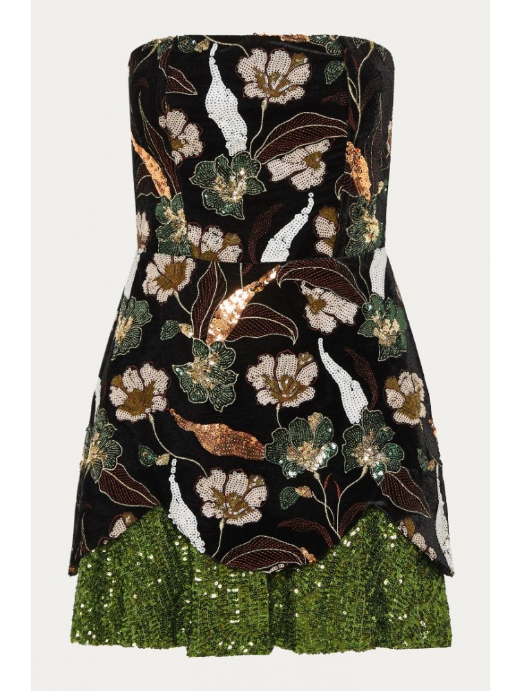 NIDODILEDA Marjet Corset Dress Φλοράλ Παγέτα Φόρεμα