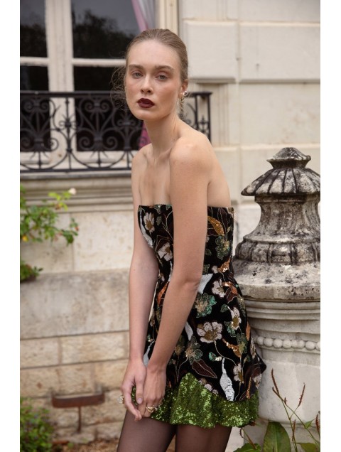 NIDODILEDA Marjet Corset Dress Φλοράλ Παγέτα Φόρεμα