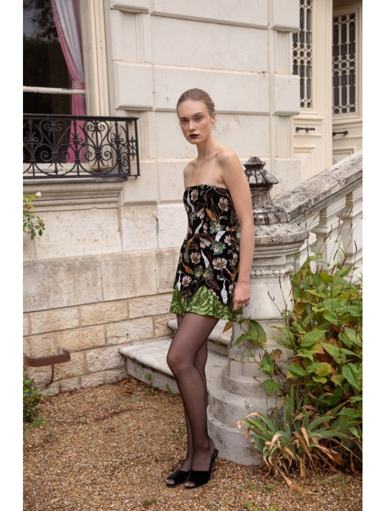 NIDODILEDA Marjet Corset Dress Φλοράλ Παγέτα Φόρεμα