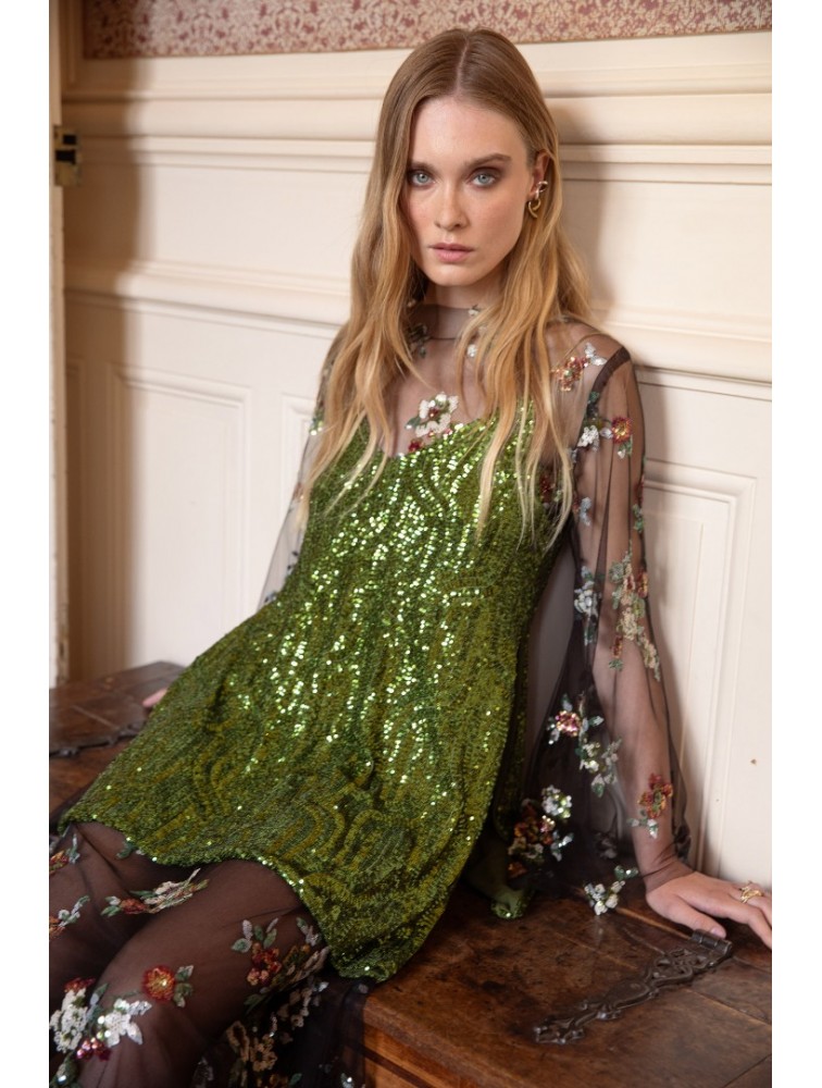 NIDODILEDA Melody Top Πράσινο Τοπ Παγέτα