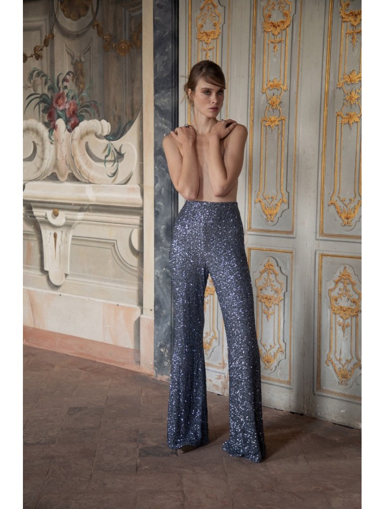 NIDODILEDA Neve Flares Sequined Silver