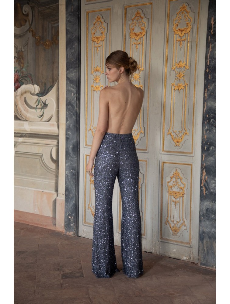 NIDODILEDA Neve Flares Sequined Silver
