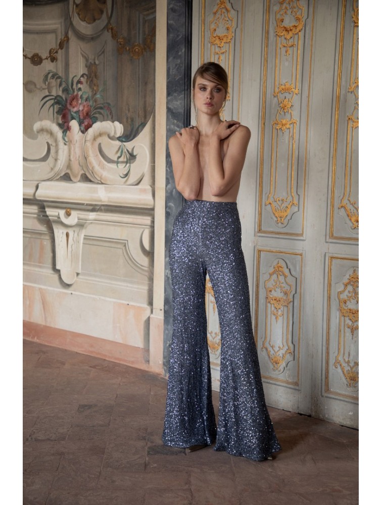 NIDODILEDA Neve Flares Sequined Silver