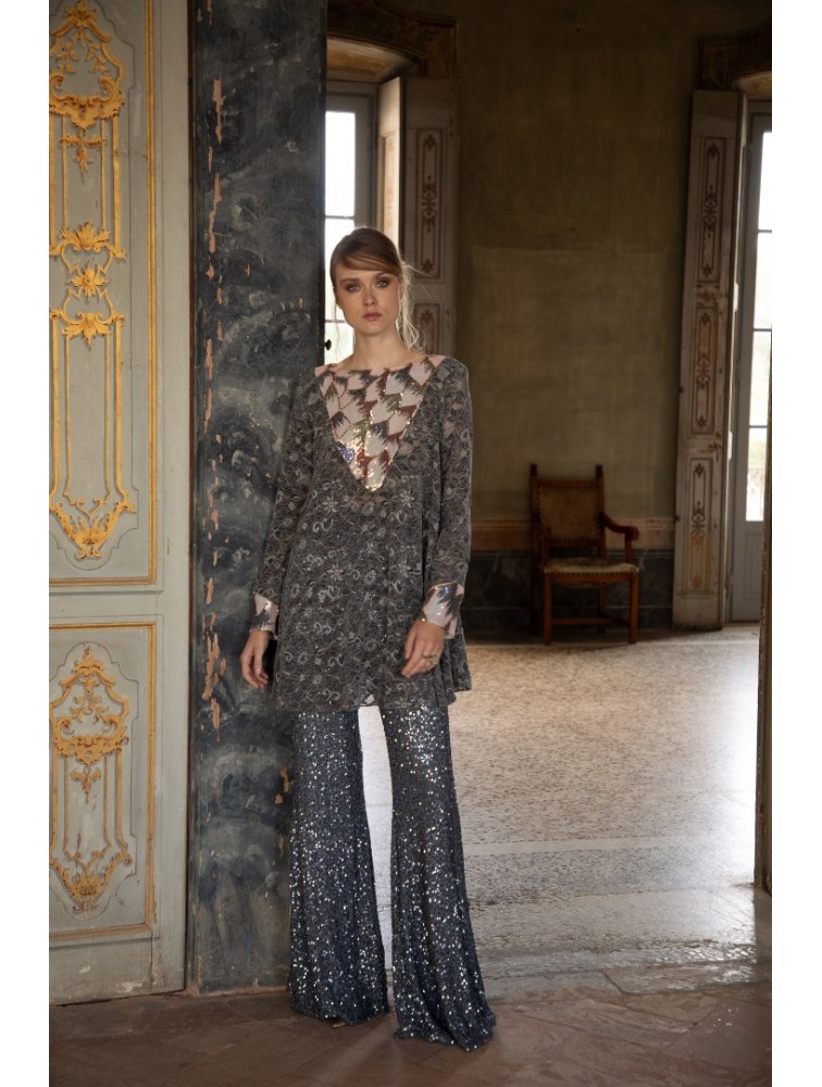 NIDODILEDA Neve Flares Sequined Silver