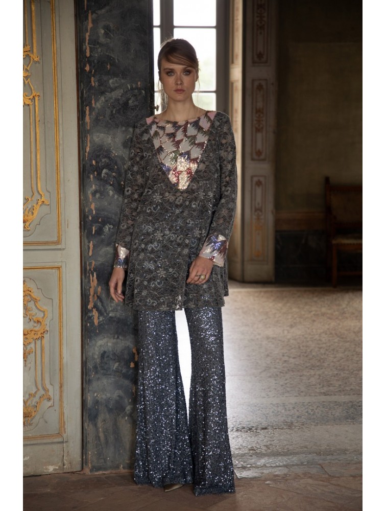 NIDODILEDA Neve Flares Sequined Silver
