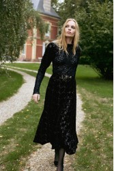 NIDODILEDA Adelynn Skirt Beaded Velvet Black Μαύρη Βελούδινη Φούστα