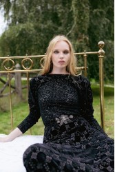 NIDODILEDA Adelynn Skirt Beaded Velvet Black Μαύρη Βελούδινη Φούστα