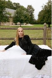 NIDODILEDA Adelynn Skirt Beaded Velvet Black Μαύρη Βελούδινη Φούστα