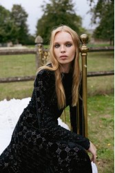 NIDODILEDA Adelynn Skirt Beaded Velvet Black Μαύρη Βελούδινη Φούστα