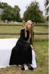 NIDODILEDA Adelynn Skirt Beaded Velvet Black Μαύρη Βελούδινη Φούστα