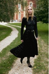 NIDODILEDA Adelynn Skirt Beaded Velvet Black Μαύρη Βελούδινη Φούστα