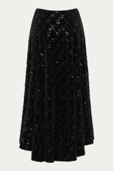 NIDODILEDA Adelynn Skirt Beaded Velvet Black Μαύρη Βελούδινη Φούστα