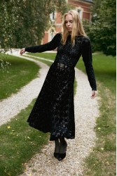 NIDODILEDA Adelynn Skirt Beaded Velvet Black Μαύρη Βελούδινη Φούστα