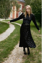 NIDODILEDA Adelynn Skirt Beaded Velvet Black Μαύρη Βελούδινη Φούστα