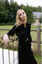 NIDODILEDA Adelynn Skirt Beaded Velvet Black Μαύρη Βελούδινη Φούστα