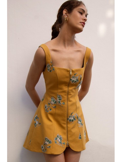 NIDODILEDA Afar Gilet Dress Floral Beaded Embroidered