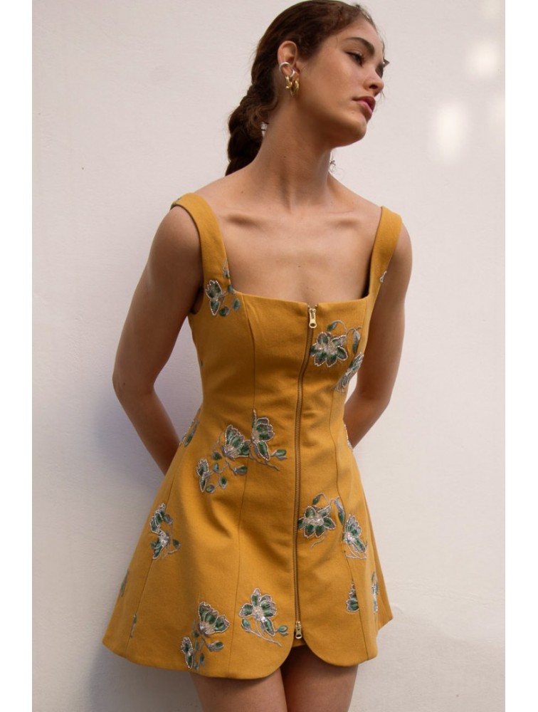 NIDODILEDA Afar Gilet Dress Floral Beaded Embroidered