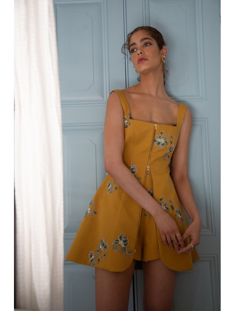 NIDODILEDA Afar Gilet Dress Floral Beaded Embroidered