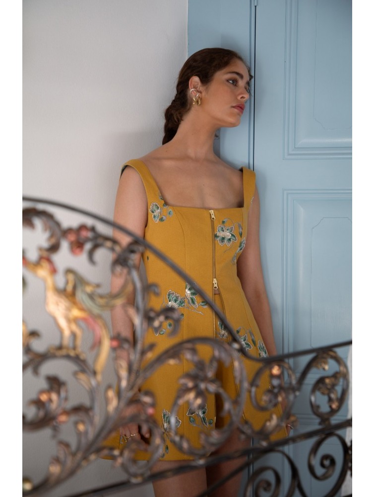 NIDODILEDA Afar Gilet Dress Floral Beaded Embroidered