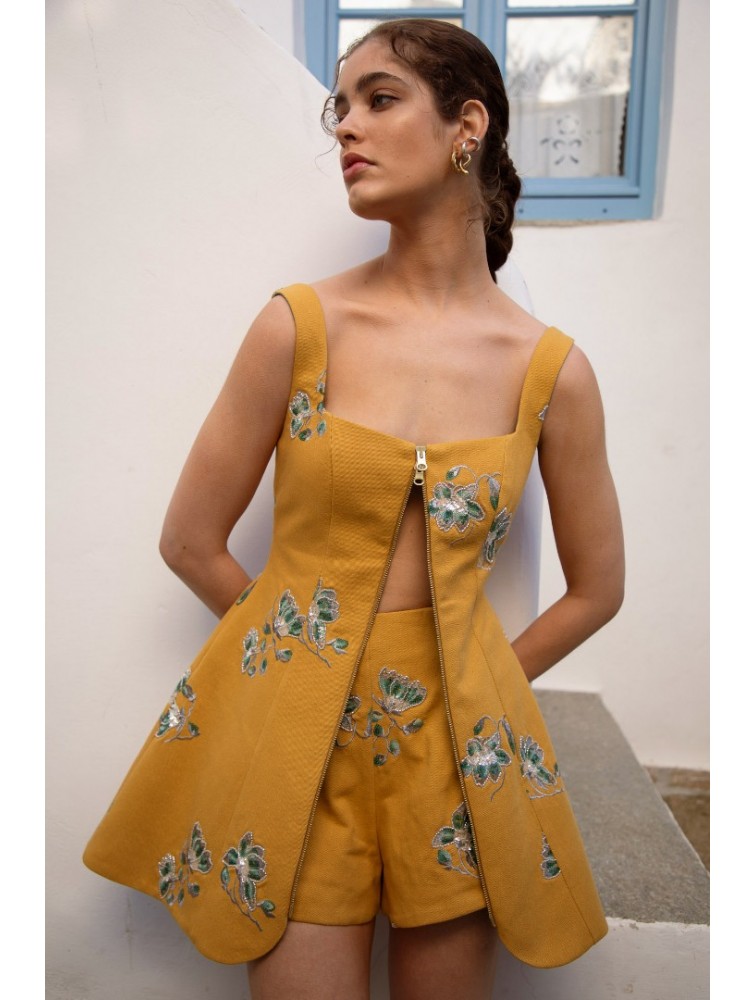 NIDODILEDA Afar Gilet Dress Floral Beaded Embroidered