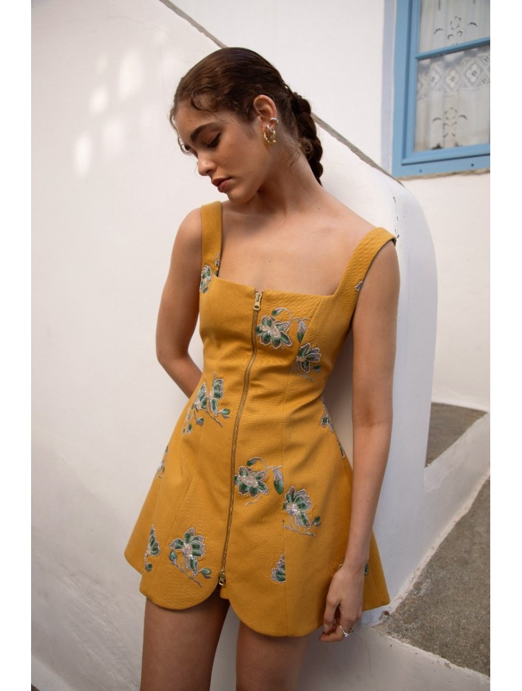 NIDODILEDA Afar Gilet Dress Floral Beaded Embroidered