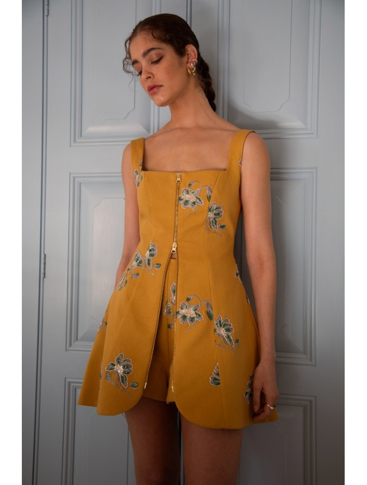 NIDODILEDA Afar Gilet Dress Floral Beaded Embroidered