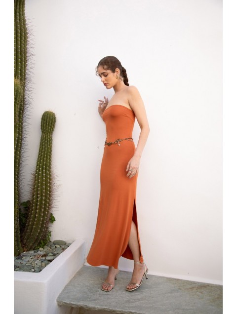 NIDODILEDA Allura Dress Jersey Camel Πορτοκαλί Φόρεμα