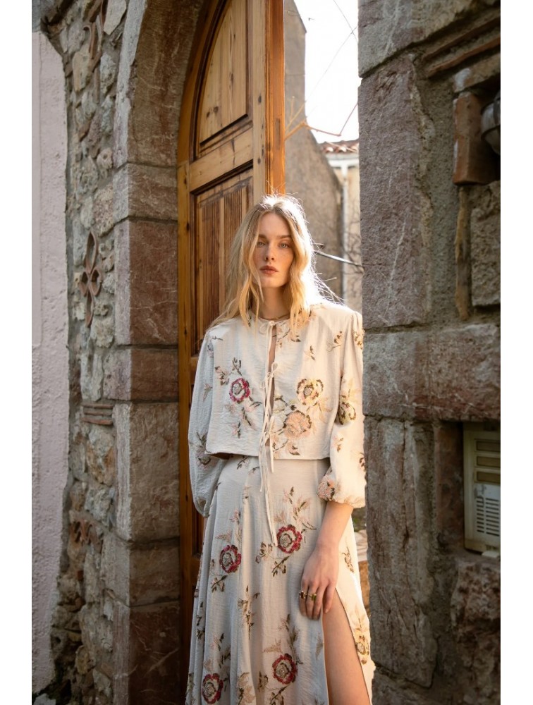 NIDODILEDA Along Top Floral Beaded Crochet Embellished