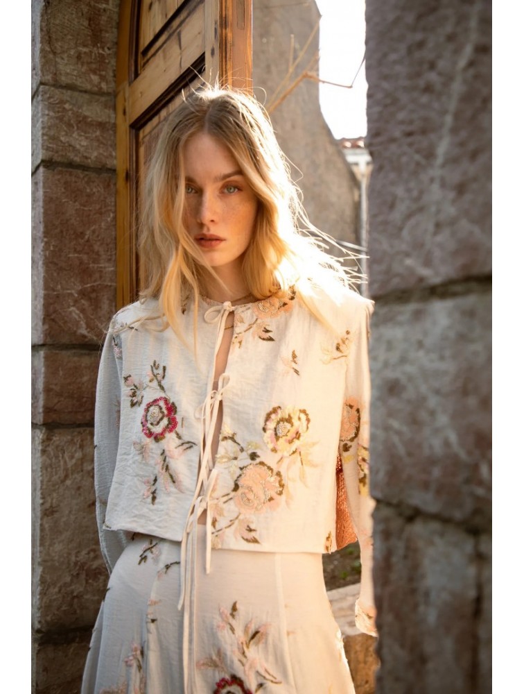NIDODILEDA Along Top Floral Beaded Crochet Embellished