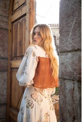 NIDODILEDA Along Top Floral Beaded Crochet Embellished