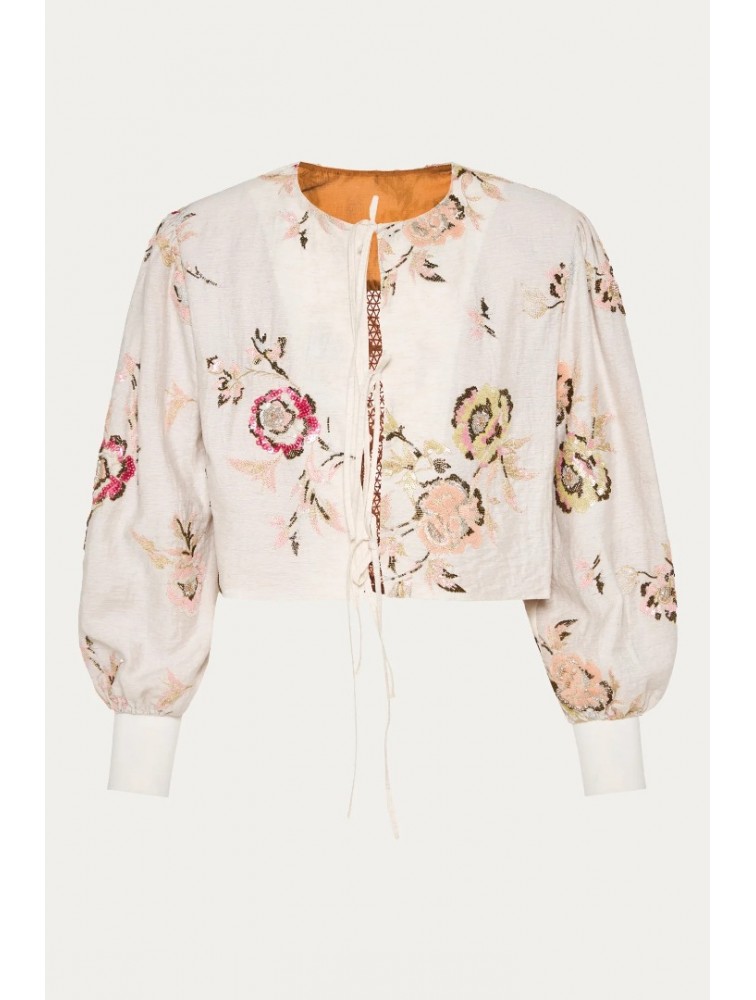 NIDODILEDA Along Top Floral Beaded Crochet Embellished