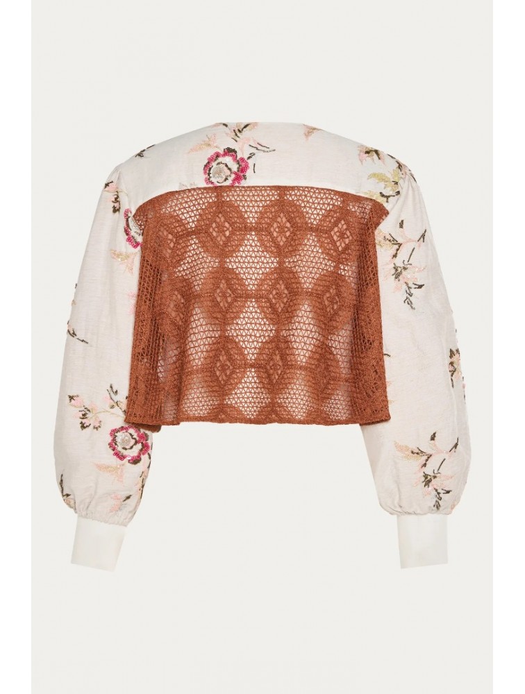 NIDODILEDA Along Top Floral Beaded Crochet Embellished