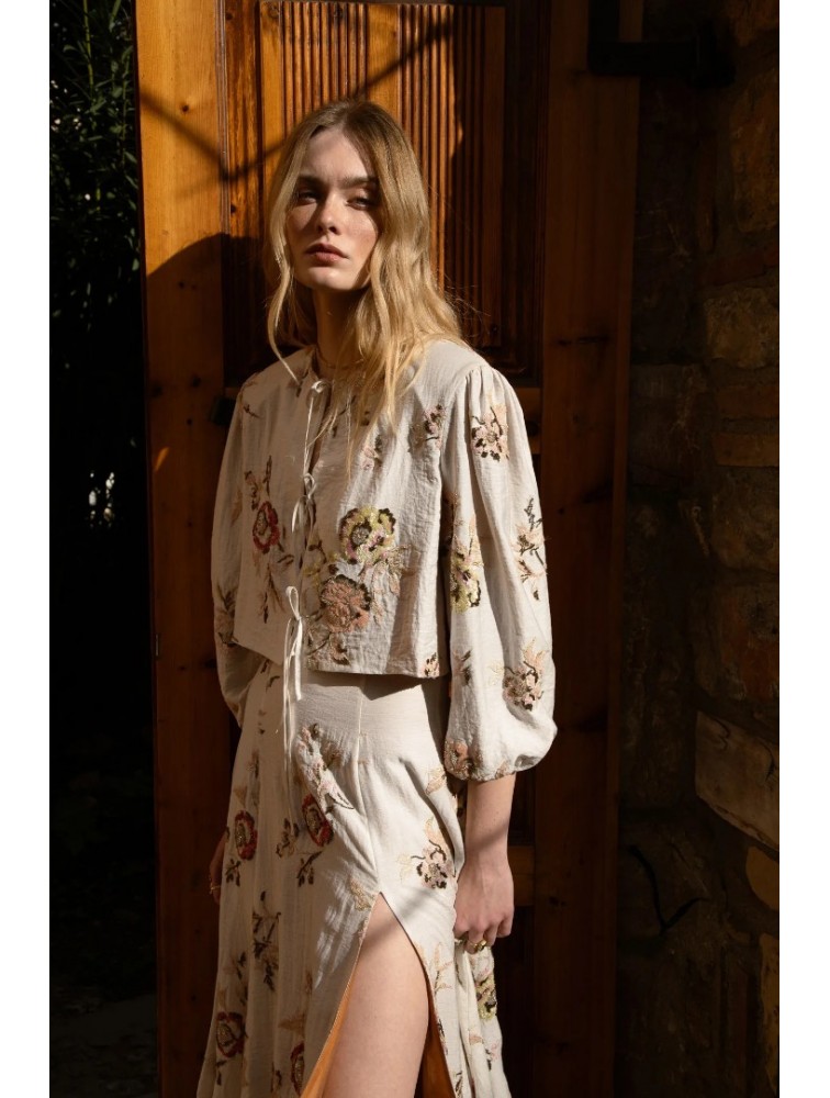 NIDODILEDA Along Top Floral Beaded Crochet Embellished