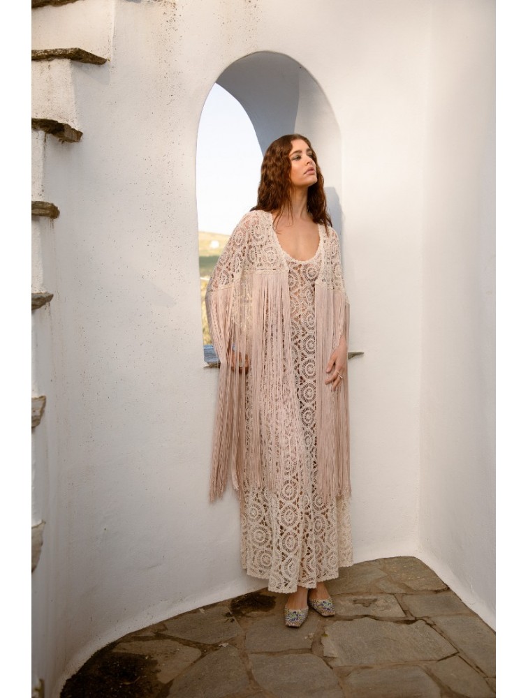 NIDODILEDA Amoret Shawl Crochet Beaded Fringed