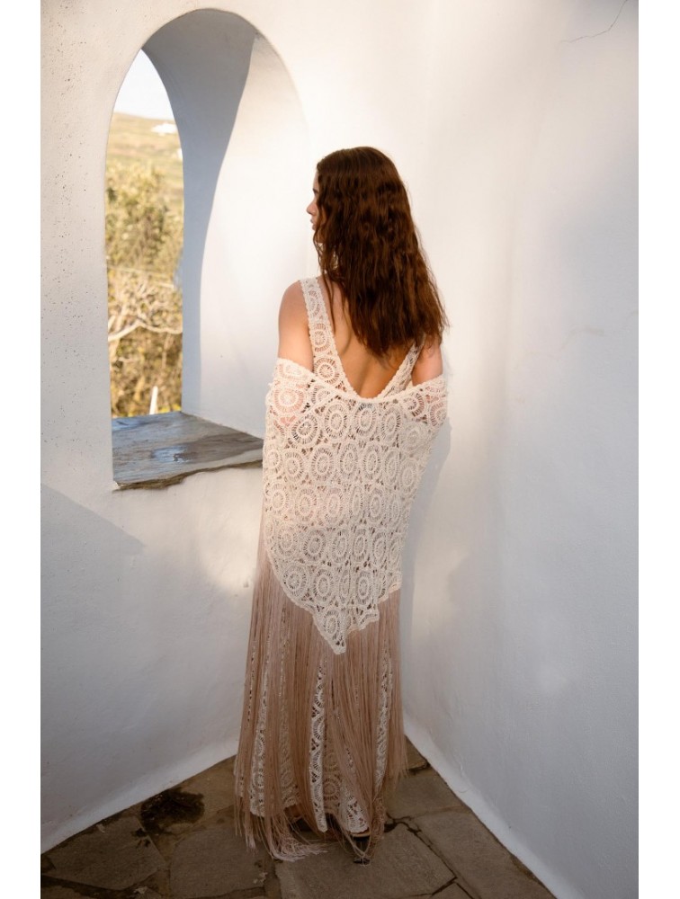 NIDODILEDA Amoret Shawl Crochet Beaded Fringed