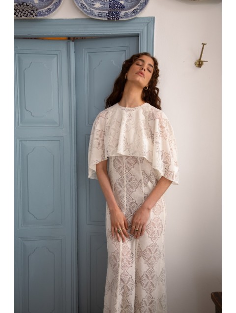 NIDODILEDA Arc Capelet Geometric Lace Overlay