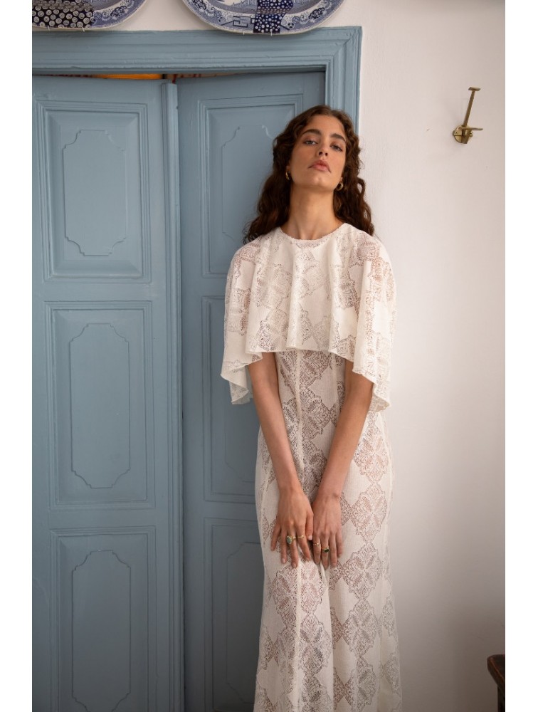 NIDODILEDA Arc Capelet Geometric Lace Overlay
