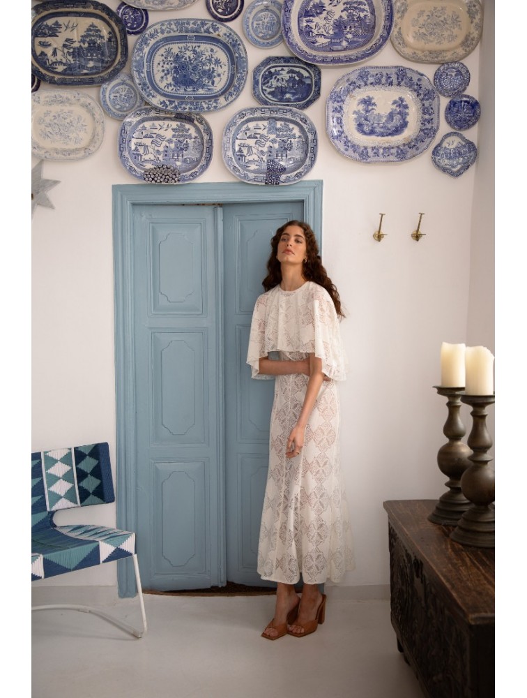NIDODILEDA Arc Capelet Geometric Lace Overlay