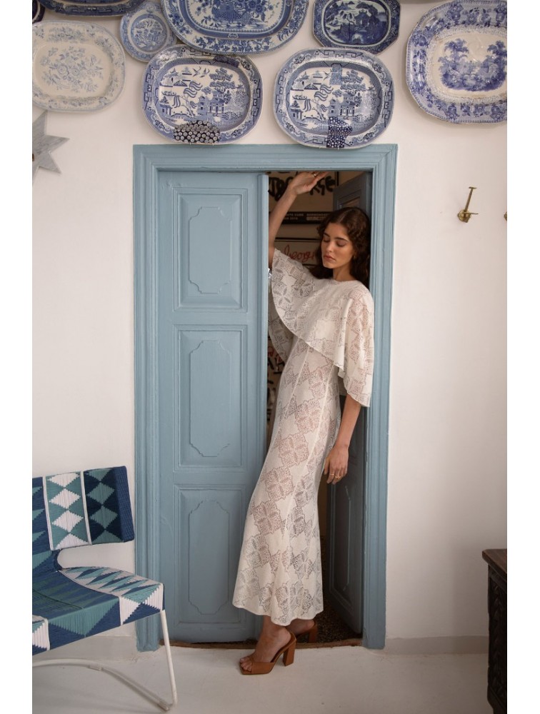 NIDODILEDA Arc Capelet Geometric Lace Overlay