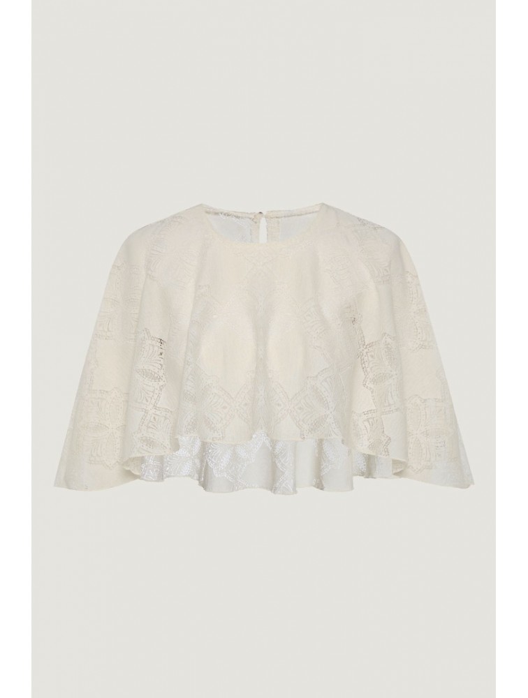 NIDODILEDA Arc Capelet Geometric Lace Overlay
