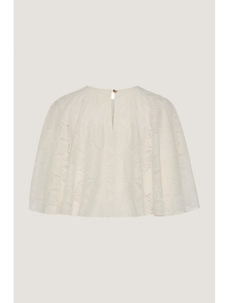 NIDODILEDA Arc Capelet Geometric Lace Overlay