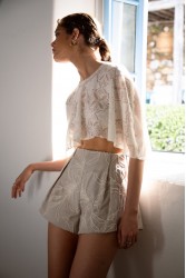 NIDODILEDA Arc Capelet Geometric Lace Overlay