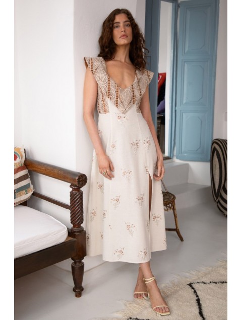 NIDODILEDA Arcadia Dress Cut Out Patterned Floral Beaded 