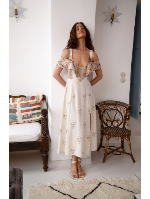 NIDODILEDA Arcadia Dress Cut Out Patterned Floral Beaded 