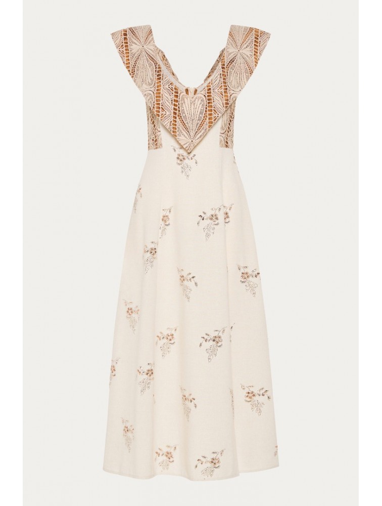 NIDODILEDA Arcadia Dress Cut Out Patterned Floral Beaded