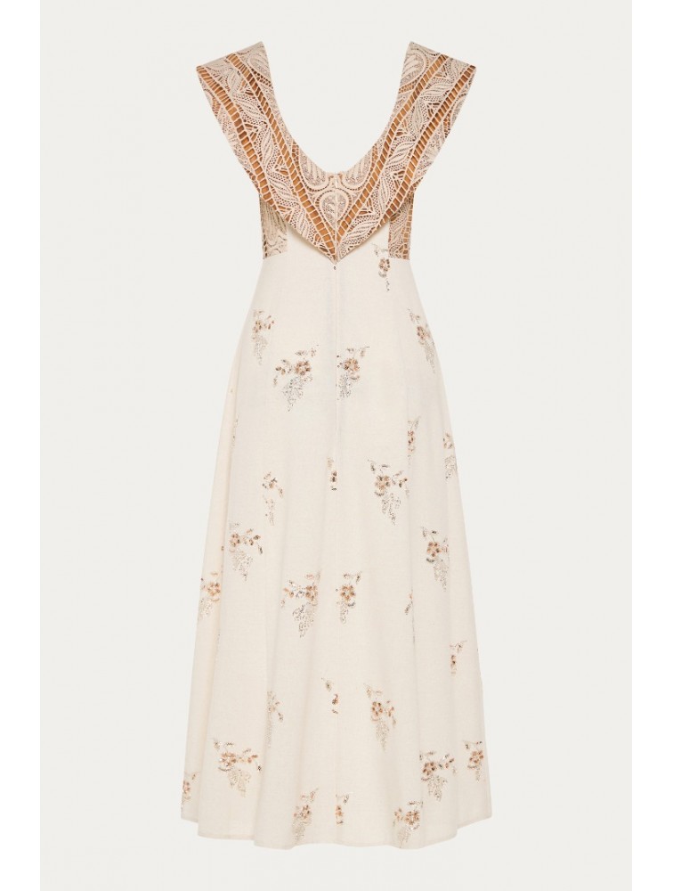 NIDODILEDA Arcadia Dress Cut Out Patterned Floral Beaded